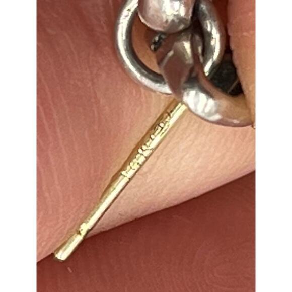 White Gold Posts black dangle earrings Silver tone caps - Picture 11 of 14